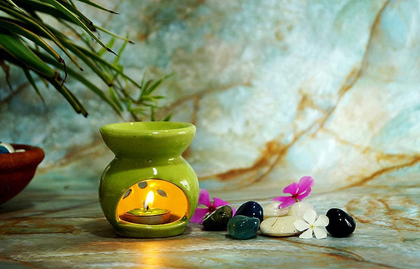 Ceramic Candle Operated Aroma Oil Burner Lemon Grass Aroma Essential Oil
